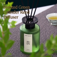 Diffuseur de parfum en verre cylindrique mat, sans flamme, en verre dépoli vert, longue durée, pour la décoration intérieure de villa