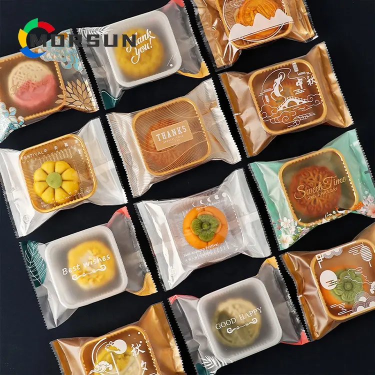 MorSun, оптовая продажа, Китайская традиционная упаковка для торта с Луной середины осени, термогерметизирующая упаковка 10x13,5 см, 100 шт. в упаковке
