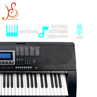 Teclado Electrónico HUASHENG de 61 Teclas, 300 Timbres, 300 Ritmos, Pantalla LCD, Reproductor USB, Piano de Enseñanza
