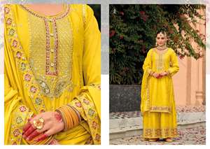 Haute qualité femmes décontracté brodé Chinon Palazzo costume belle traditionnelle Salwar Kameez pour les fêtes prix de gros - Product Image 5