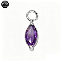 Pendentif petit anneau en titane F136 avec zircon marquise pour la création de bijoux DIY (boucles d'oreilles, bracelets, colliers) – Accessoires unisexes