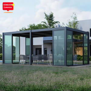 Pergola motorisée par toit en aluminium entièrement incluse d'auvent avec les portes en verre se pliantes - Product Image 2