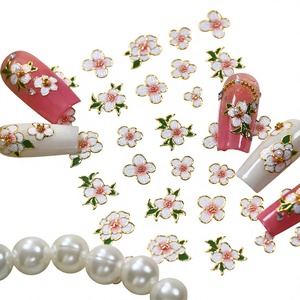 Pegatinas 5D en relieve con diseño floral para uñas, borde dorado, decoraciones de manicura con flores de primavera, accesorios autoadhesivos de plástico - Product Image 4