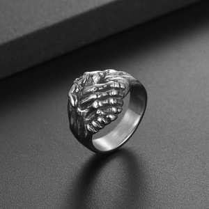 Handshake <b>Ring</b> Men's <b>Titanium</b> Steel Retro Style Gift Jewelry SA1127 - Product Image 2