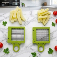 Saladesnijder, groentesnijder, groentehakker, snelle fruitsnijder, plastic keukengereedschap, roestvrijstalen messen voor groenten en aardappel friet