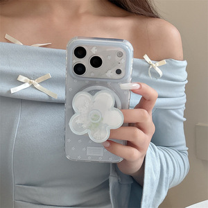 ขายส่งเคสโทรศัพท์มือถือแบบแม่เหล็กสองชั้นลายดอกไม้สีน้ำเงินสไตล์เกาหลี สำหรับ iPhone 17 Pro Max, iPhone 16, 15 รุ่นสปริง - Product Image 4
