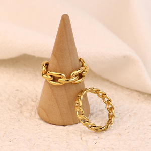 Minimalist <strong>Thick</strong> Link Chain <strong>Ring</strong> Men Women Jewelry Stainless Steel 18K Gold Plated Waterproof Miami Cuban Link Chain Band <strong>Ring</strong> - Product Image 3
