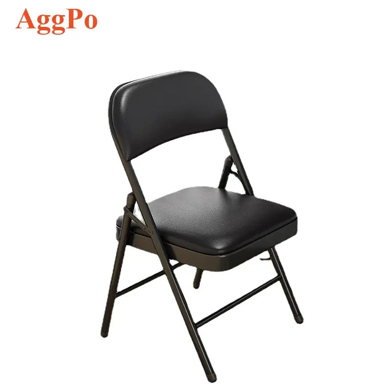 Chaise pliante à dossier minimaliste noir, chaise de formation de réunion de bureau simple