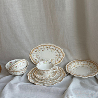 Service de table en céramique vintage français romantique à motifs floraux, assiette à dessert créative en dentelle, ensemble de tasses exquises pour le thé de l'après-midi