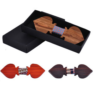 <span class=keywords><strong>Noeud</strong></span> <span class=keywords><strong>papillon</strong></span> élastique en <span class=keywords><strong>bois</strong></span> avec cœur de pêche pour hommes au design unique avec boîte - Product Image 2