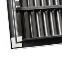 Grille de sortie d'air conditionné central linéaire à cadre étroit en ABS noir, carrée, moderne, à couche unique, avec persiennes intégrées