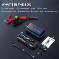 Chargeur de batterie de voiture portable 4-en-1 4000A, batterie externe, gonfleur de pneus avec lumière LED, compresseur d'air 160 PSI, booster de batterie