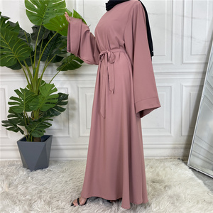 6394# Top Selling Amazing Quality Nida <strong>Abaya</strong> With Wide Flare Sleeves <strong>UK</strong> Closed <strong>Abaya</strong> Modesty Dress With Matching Belt - Product Image 3