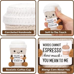 Muñeco de Ganchillo Hecho a Mano con Forma de Taza de Café, Adorno de Escritorio Tejido con Hilo Marrón, Regalo - Product Image 4
