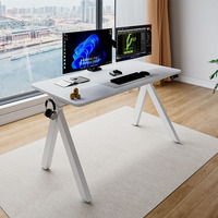 Bureau de travail moderne modulaire pivotant à succès – Poste de travail blanc ergonomique réglable en hauteur avec un moteur et 2 niveaux