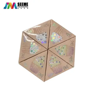 Caixa de embalagem de cílios de papel personalizada, caixa impressa com logotipo de papel personalizada, glitter de mármore, coração, caixa de papelão com triângulo