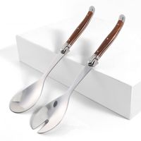 2-teiliges Umweltfreundliches Laguiole-Style Metall Edelstahl Salatbesteck-Set Servierlöffel Gabel Spülmaschinenfest