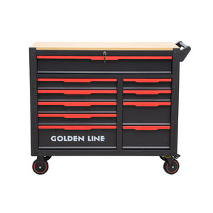 Carrello Portautensili Personalizzabile da 258 Pezzi in Ferro per Impieghi Gravosi con Dieci Cassetti Bloccabili, Piano in <span class=keywords><strong>Legno</strong></span> d'Acciaio Rosso per Officina di Autoriparazione OEM - Product Image 2