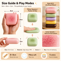 Jouet Squishy en forme de tranche de pain, bloc carré moelleux à remontée lente, anti-stress sensoriel, cadeau de fête pour garçons et filles