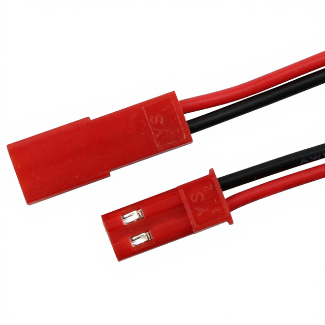 Custom BC-TB-01 Jst Plug-in 2P Adapter Cable Male Female Plug Red Black Single Head Tinned Red Shell Fireproof Material 10-250V