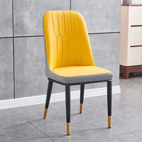 Chaises de salle à manger de luxe confortables en cuir PU avec siège en cuir souple Bar industriel portable en métal pour bureau à domicile et hôtels