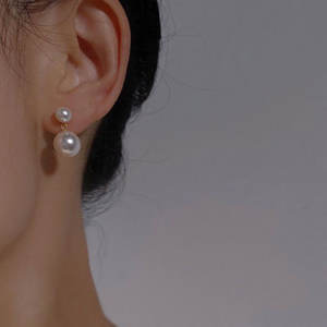 ต่างหูไข่มุกน้ำจืด18K สีทอง4 + 8mm ต่างหูมุกกลมผลิตภัณฑ์สำเร็จรูป - Product Image 4