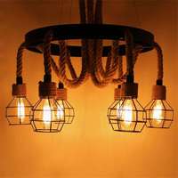 Loft américain Creative Rope Chandelier Restaurant Bar Couloir Lampes suspendues Décoration intérieure Café Balcon Escalier Suspension