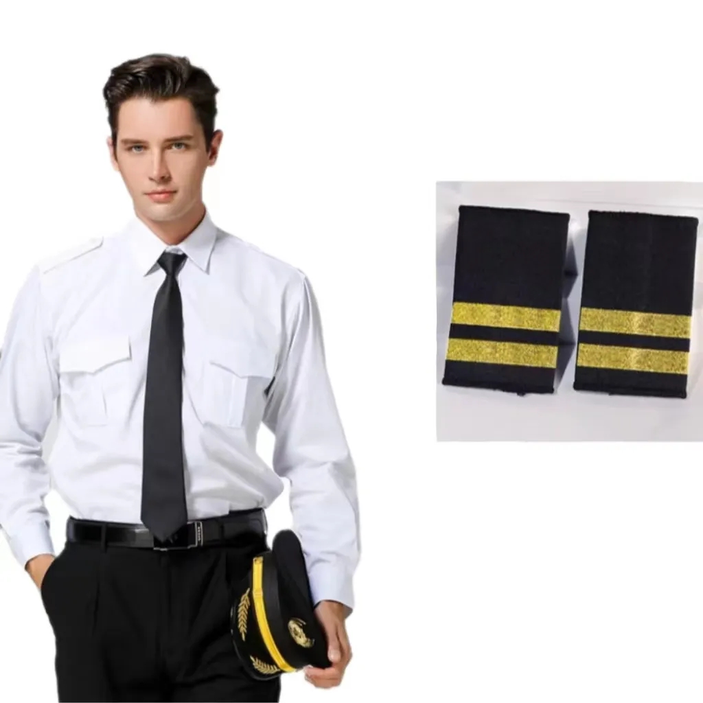 Pakaian Angkatan Udara kemeja putih pria seragam pilot klub malam pria seragam pramugari kaus kapten kustom