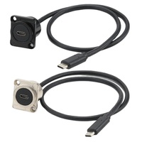 Cable adaptador extensor USB-C hembra a macho tipo D para montaje en panel/chasis de pared, de aleación de zinc, sin soldadura
