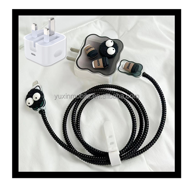 For iPhone 18W 20W Charging 3D Cute Cartoon Silicone Cable Protector Head case Cover Charger Cable Protector