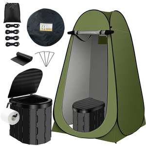 Toilette portable d'extérieur, toilette de camping montée sur voiture avec tente pliante d'urgence pour la conduite sur autoroute longue distance, produit de bain - Product Image 1