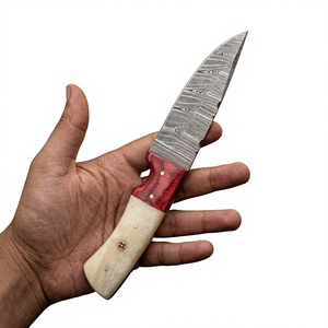 Couteau à lame fixe en acier Damas avec manche coloré, personnalisable, pour la chasse, le camping et la survie - Product Image 2