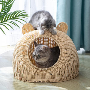 BunnyHi MW003 Benutzer definierte Körbe Handgemachte gewebte Weihnachts hunde höhle Rattan Pet Nest Süße Katzen Betten und Häuser für Innen katzen - Product Image 4
