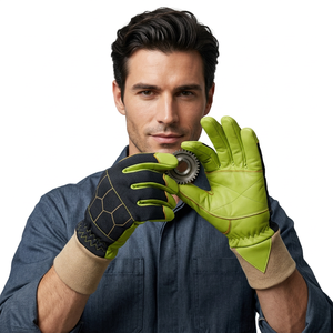 Gants de travail en cuir JNA GROUP avec manchette de sécurité, 7 oz, 14 pouces, vert et noir, poignet tricoté, résistants à l'abrasion, antidérapants, pour la lutte contre les incendies - Product Image 6