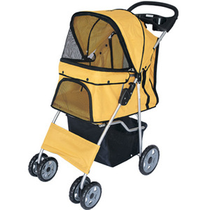 <span class=keywords><strong>Poussette</strong></span> pliable légère pour animaux de compagnie, chiens et chats, chariot à 4 roues portable avec panier de rangement et porte-gobelet pour équipement de plein air - Product Image 3
