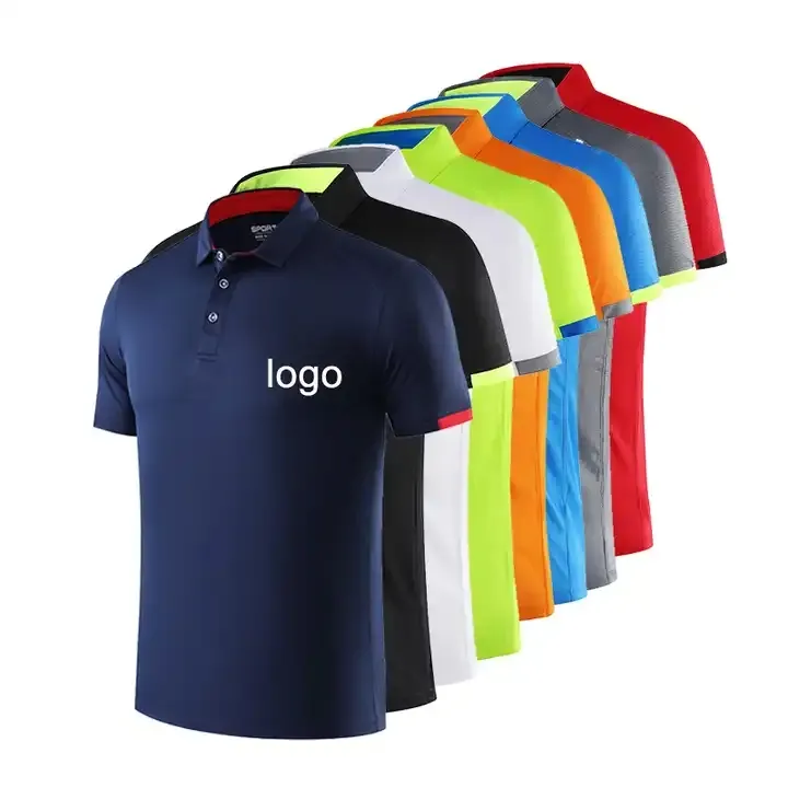 Camiseta de poliéster liso con logotipo bordado personalizado que absorbe la humedad de rendimiento, Polo de Golf de ajuste seco, paños en blanco para hombres, camiseta