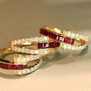Xinfly Luxury 18K Gold <b>Fine</b> <b>Ring</b> 0.6CT Natural Ruby and 0.42CT Natural Diamond for Ladies' Parties - Product Image 3