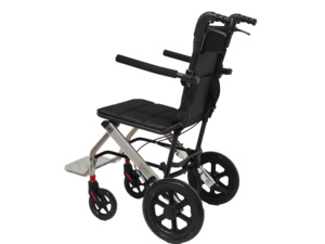 Silla de Ruedas Manual de Cuero Negro Transpirable para Interiores y Exteriores a Precio Competitivo - Product Image 1