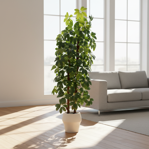 Planta Artificial de Patas de Pato en Maceta de Madera para Decoración de Interiores, Paisajismo y Bodas con Diseño de Madera de Caballo Embriagado, Venta al por Mayor - Product Image 1