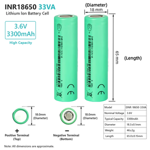แบตเตอรี่ลิเธียมไอออนทรงกระบอก Victpower 18650 33VA ความจุ 3300mAh อัตราการคายประจุ 3C ชาร์จซ้ำได้ สำหรับอุปกรณ์อิเล็กทรอนิกส์สำหรับผู้บริโภค - Product Image 3