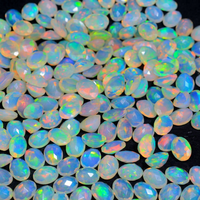 Ópalo Etíope Natural, Corte Oval Facetado de 9x7mm, Gema Pulida Opalescente para Joyería