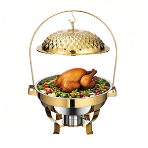 Sang Trọng 6L Vàng Thép Không Gỉ Tự Chọn Chafing Món Ăn Đặt Treo Thương Mại Phục Vụ Các Món Ăn Cho Phục Vụ Nóng Lên Giữ Thiết Bị - Product Image 1
