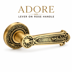 มือจับประตูแบบก้านโยก Adore พร้อมเคลือบผิวแบบด้านโบราณสีโรสโกลด์ ทำจากทองเหลืองคุณภาพสูง สำหรับห้องครัวและห้องน้ำ ดีไซน์ทันสมัย อุปกรณ์ตกแต่งประตูภายใน - Product Image 3