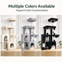 Grand arbre à chat double avec deux niches, meuble griffoir pour chats d'intérieur, pour jouer et griffer
