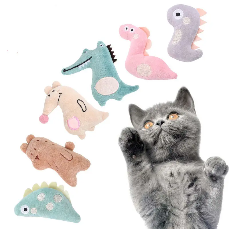 Cattoys oyuncaklar kediler için sevimli dinozorlar şekil tasarım Chew peluş dolması interaktif kedi oyuncaklar özel Pet oyuncak