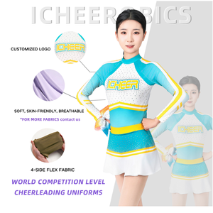 2025 Galaxy <span class=keywords><strong>Cheerleading</strong></span> Game Day <span class=keywords><strong>Uniforms</strong></span> Girls Set Custom Design Digitaal Printen Groen Wit Goud Trim Cheer Uniformen Jeugd - Product Image 4