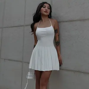 Grosir pakaian Fashion gaun wanita musim panas putih gaun wanita pakaian seksi kasual wanita