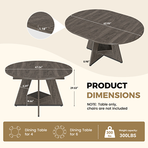 Mesa de Comedor Extensible Moderna con Estante de Almacenamiento Abierto, Superficie de Madera Sólida Resistente a los Arañazos, Mueble para el Hogar y Hoteles - Product Image 6