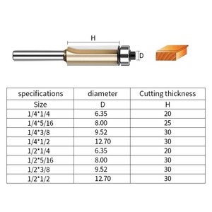 A0201 Fraise à dégrossir en carbure à 2 dents, queue de 1/4 pouce, avec roulements, pour CNC, Arden - Product Image 6