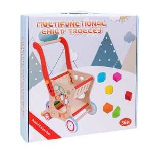 รถเข็นไม้สำหรับเด็กหัดเดินของเล่นรถเข็นซื้อของในซูเปอร์มาร์เก็ตขนาดเล็กบล็อกตัวต่อทรงเรขาคณิตสำหรับเด็กวัยหัดเดินเด็กผู้ชายและเด็กผู้หญิง - Product Image 6